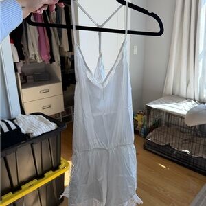 White Lace Trim Bridal Romper